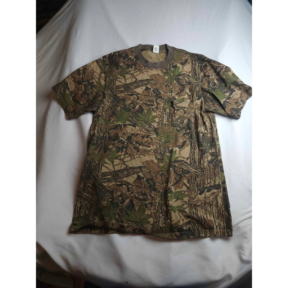 Rattlers Brand Realtree Camo Pocket T-Shirt Mens XL Brown Green Cotton Hunting